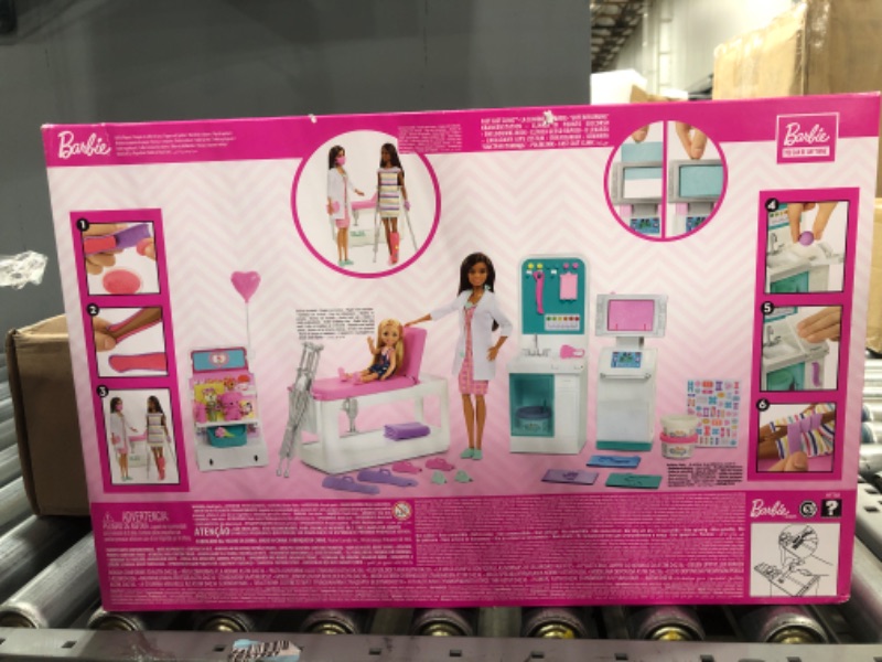 Photo 3 of Barbie Fast Cast Clinic Playset, Brunette Doctor Doll (12-in), 30+ Play Pieces, 4 Play Areas, Cast & Bandage Making, Medical & X-ray Stations, Exam Table, Gift Shop & More, Great Toy Gift4.09 x 8.7 x 4.72 inches
