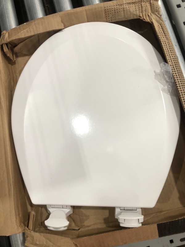 Photo 1 of Bemis 500EC 390 Toilet Seat with Easy Clean & Change Hinges, Round, Durable Enameled Wood, Cotton White Cotton White 1 Pack Round Toilet Seat