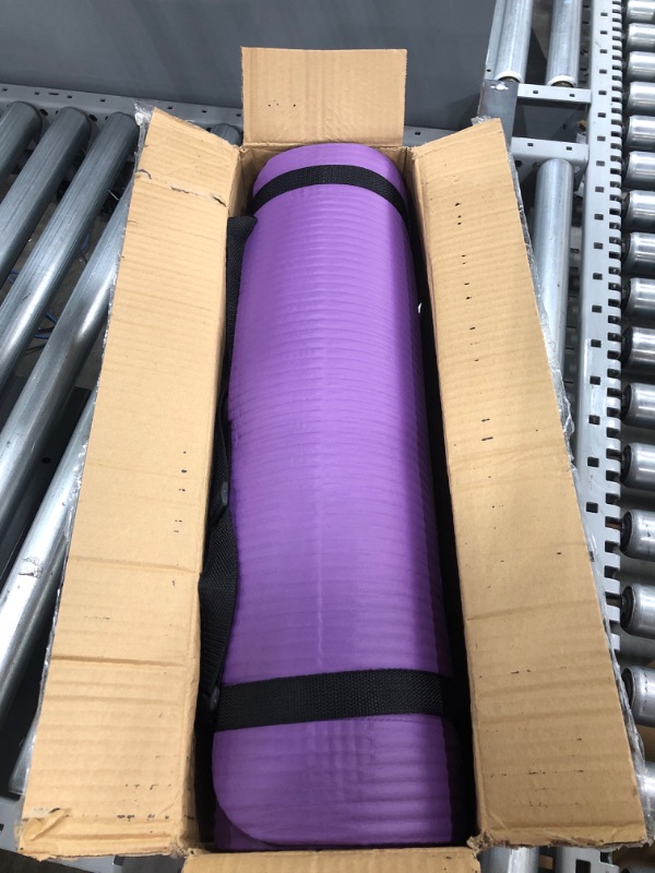 Photo 2 of BalanceFrom All Purpose 1/2-Inch Extra Thick High Density Anti-Tear Exercise Yoga Mat with Carrying Strap and Yoga Blocks Purple Mat Only 71" Long 24" Wide, 1/2" Thick,