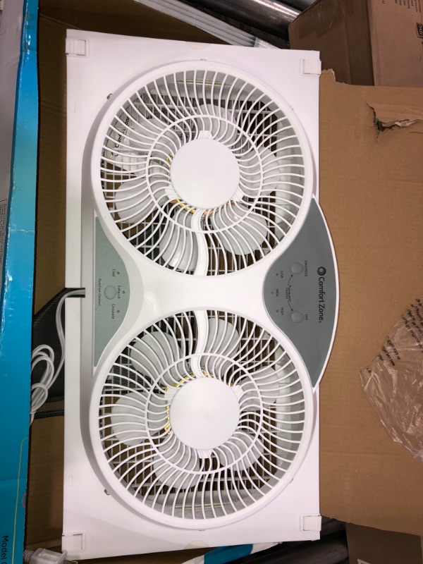 Photo 2 of 9 in. 3-Speed Expandable Reversible Twin Window Fan with Remote Control and Removable Cover and Bug Screen