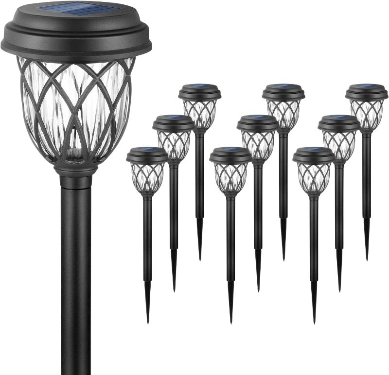 Photo 1 of 10 Pack Solar Lights Outdoor Garden Pathway Solar Powered Yard Lights for Walkway Sidewalk Driveway.
