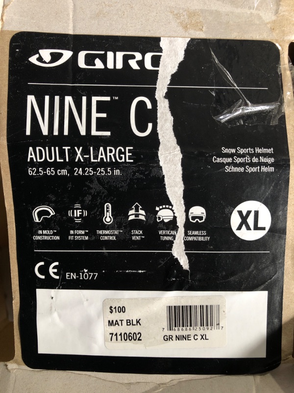 Photo 1 of Giro Nine Snow Helmet Matte ADULT Black XL (2020)