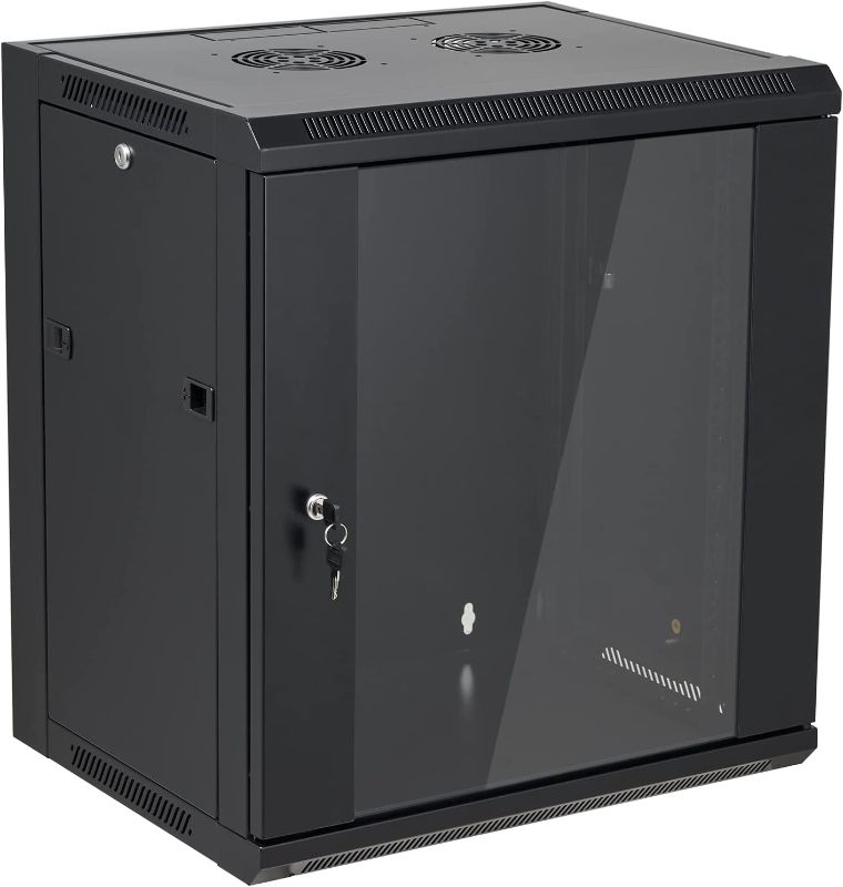 Photo 1 of  Wall Mount Server Cabinet Network Rack Enclosure Locking Glass Door