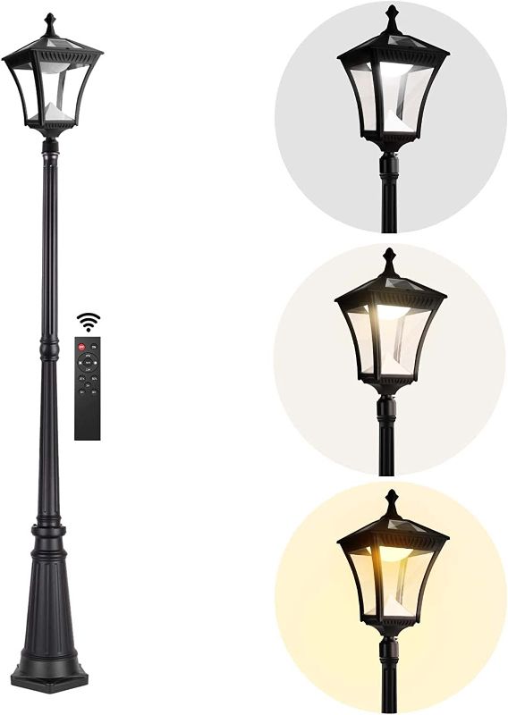 Photo 1 of 84.6" Solar Lamp Post Lights Outdoor,120LM Solar Powered Pole Lights Outside, 3 Different Light Modes Dusk to Dawn Outdoor Street Light for Backyard Patio Garden Driveway Pathway
