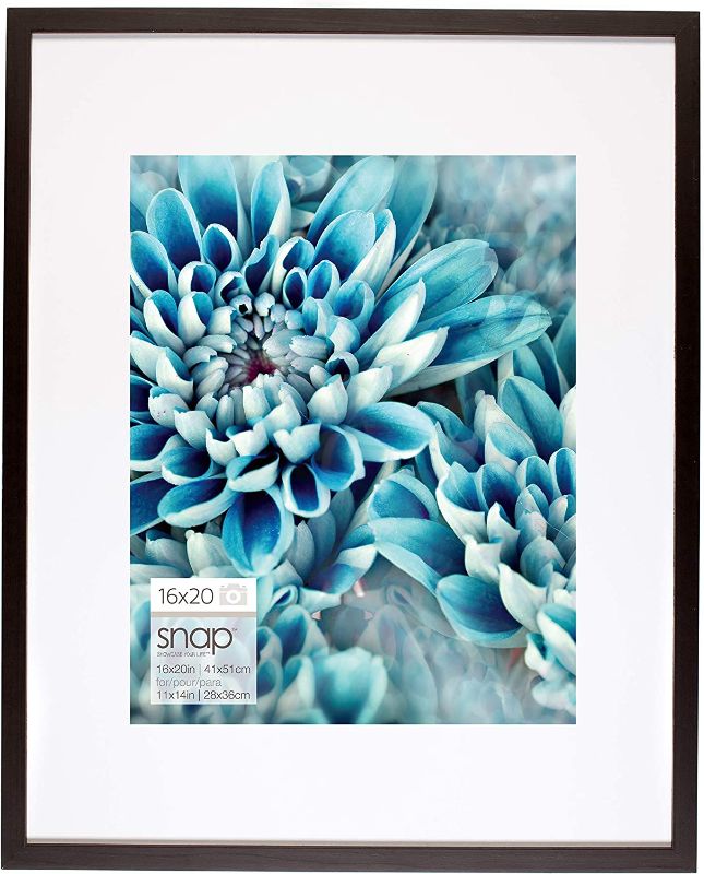 Photo 1 of Snap 16x20 Black Wall Picture Frame with Single White Mat For 11x14 Picture
