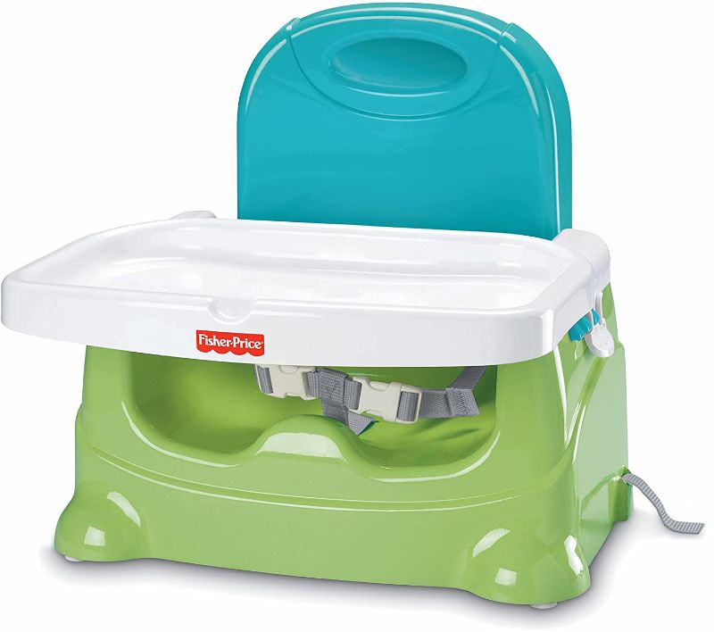 Photo 1 of Fisher-Price Portable Toddler Booster Seat for Dining Table with Dishwasher Safe Tray, Travel Dining Chair, Healthy Care Booster Seat, Green
