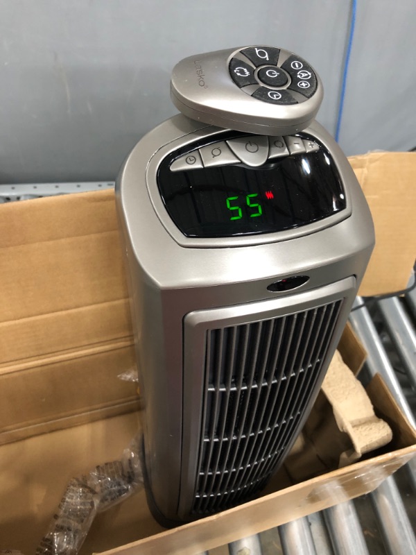 Photo 2 of Lasko 1500W Digital Ceramic Space Heater with Remote, 755320, Silver