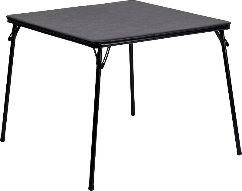 Photo 1 of Flash Furniture Folding Card Table - Black Foldable Card Table Square - Portable Table with Collapsible Legs
