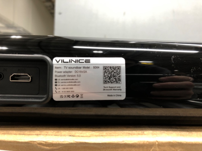 Photo 3 of 120W Soundbar for TV with Subwoofer, VILINICE 39-Inch Speaker, 2.0CH TV Sound Bar Wired and Wireless Bluetooth 5.0, Aux/RCA/Optical/COA/HDMI ARC Connection, DSP, Bass Adjustable
**Tested**