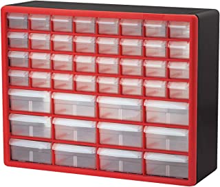 Photo 1 of Akro-Mils 10144, 44 Drawer Plastic Parts Storage Hardware and Craft Cabinet, 20-Inch W x 6-Inch D x 16-Inch H, Red
