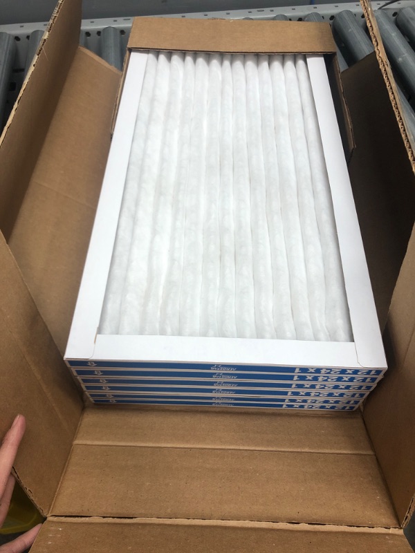 Photo 2 of Aerostar 12x24x1 MERV 11 Pleated Air Filter, AC Furnace Air Filter, 6 Pack (Actual Size: 11 3/4" x 23 3/4" x 3/4") 12x24x1 Filter