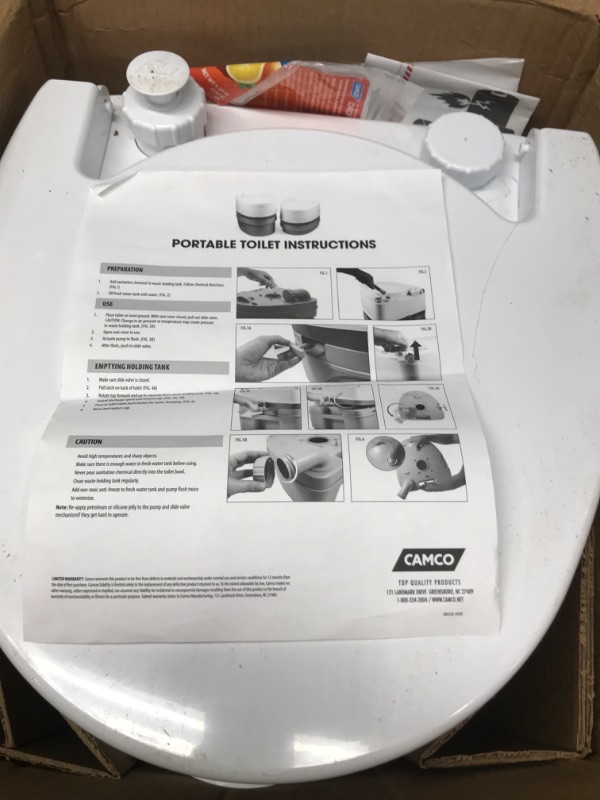 Photo 5 of Camco 41544 Premium Travel Toilet with Detachable Tank | Features a 5.3-Gallon Capacity | Designed for Camping, Hiking, Boating, RVing and More Frustration Free Packaging