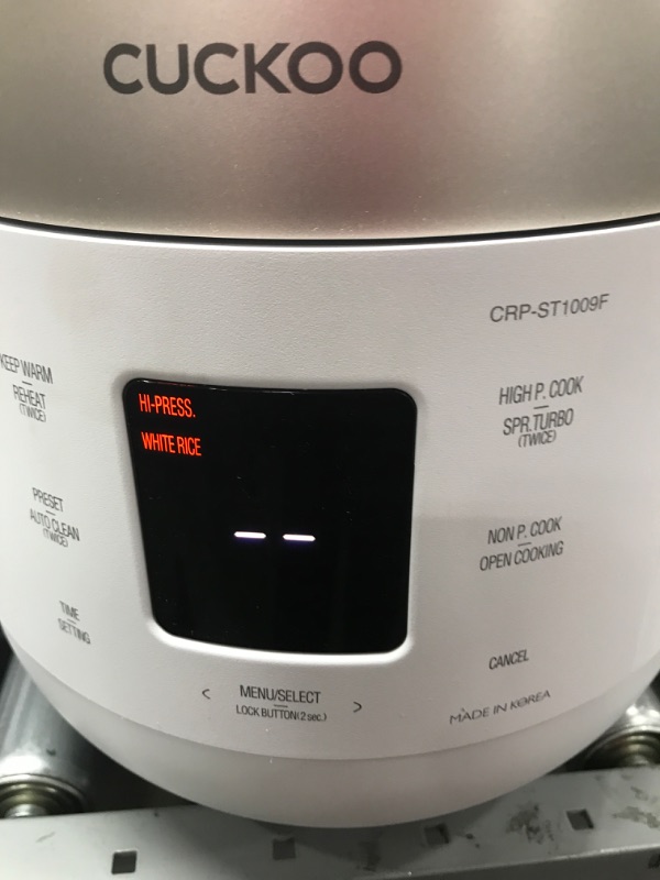 Photo 1 of CUCKOO CRP-ST1009F 10-Cup (Uncooked) Twin Pressure Rice Cooker & Warmer 12 Menu Options: High/Non-Pressure Steam & More, Made in Korea,White 10 Cup White