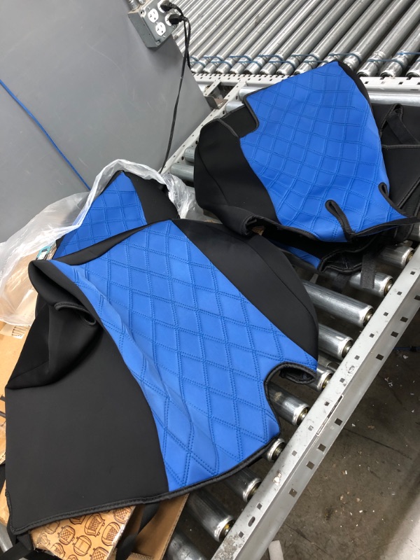 Photo 3 of FH Group Custom Fit Neoprene Waterproof Automotive Seat Covers for 2018-2021 Jeep Wrangler JL 4DR - Rear Set Blue Blue Rear Set