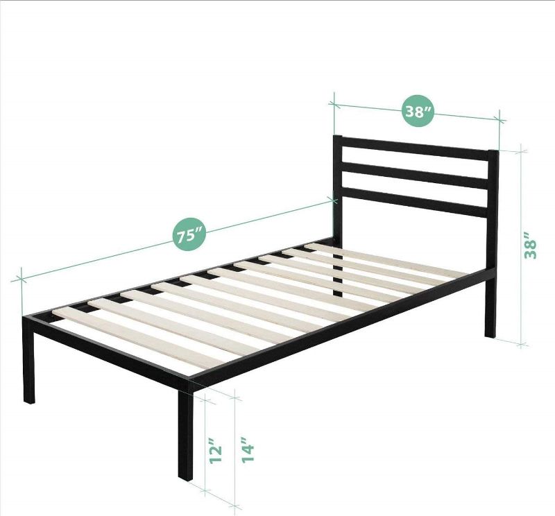 Photo 1 of 
ZINUS Mia Metal Platform Bed Frame with Headboard / Wood Slat Support / No Box Spring Needed / Easy Assembly, Twin ,Black
Style:With Headboard
Size:Twin
Color:Black