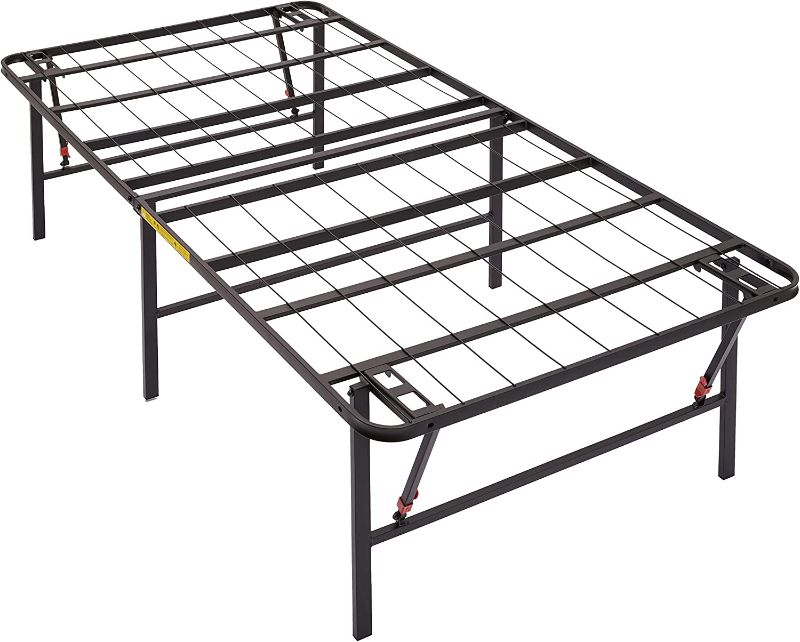 Photo 1 of Amazon Basics Foldable Metal Platform Bed Frame with Tool Free Setup, 7 Inches High, Twin, Black