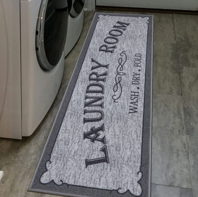 Photo 1 of 
Ottomanson Laundry Collection Non-Slip Rubberback Laundry Text Design 2x5 Laundry Room Runner Rug, 20" x 59", Light Gray
Color:Laundry Grey Text
Size:Runner - 20" x 59"