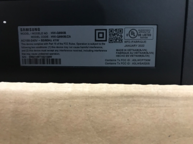 Photo 1 of SAMSUNG HW-Q990B/ZA 11.1.4ch Soundbar w/ Wireless Dolby Atmos / DTS:X, Rear Speakers, Q Symphony, SpaceFit Sound+, Airplay 2, Adaptive Sound, Game Pro Mode, Alexa Built-In, 2022 HW-Q990B Soundbar
