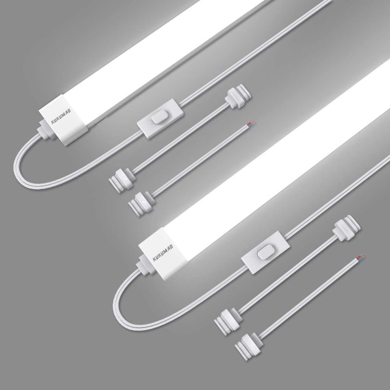 Photo 1 of 
5000K LED Ceiling Light Fixture, 2FT with Plug Linkable, 2PCS Waterproof LED Tube Light Under Cabinet Lighting,Closet Light 18W for Garage Kitchen Bathroom...
Color:White
Size:2FT-2PCS