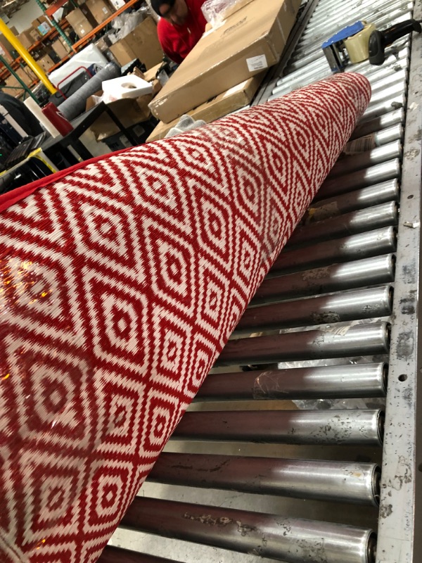 Photo 1 of 4' x 6'2'' red white pattern area rug