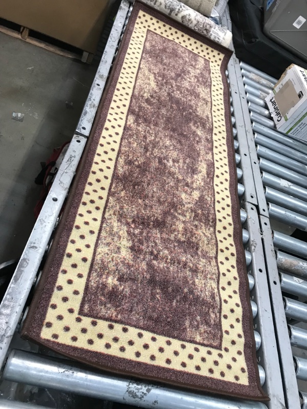 Photo 1 of 19IN X 58IN BROWN & YELLOW DESIGN RUG, VIEW PHOTOS