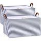 Photo 1 of **used**
Hinwo 18.6 Gal./74.4 Qt./70.2 L Canvas Storage Bins, Rectangle Storage Baskets, Storage Cubes with Totes, Drawstring Closure, 22 x 15 x 13 Inches, 2-Pack, Navy Blue Stripe
