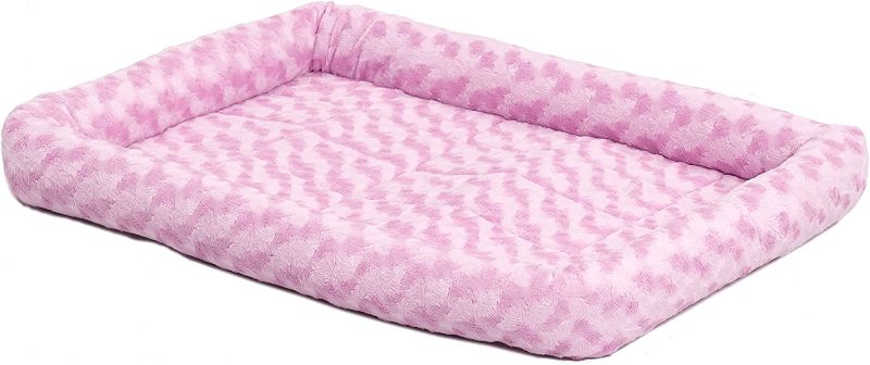 Photo 1 of 18L-Inch Pink Dog Bed or Cat Bed w/ Comfortable Bolster | Ideal for "Toy" Dog Breeds & Fits an 18-Inch Dog Crate | Easy Maintenance Machine Wash & Dry