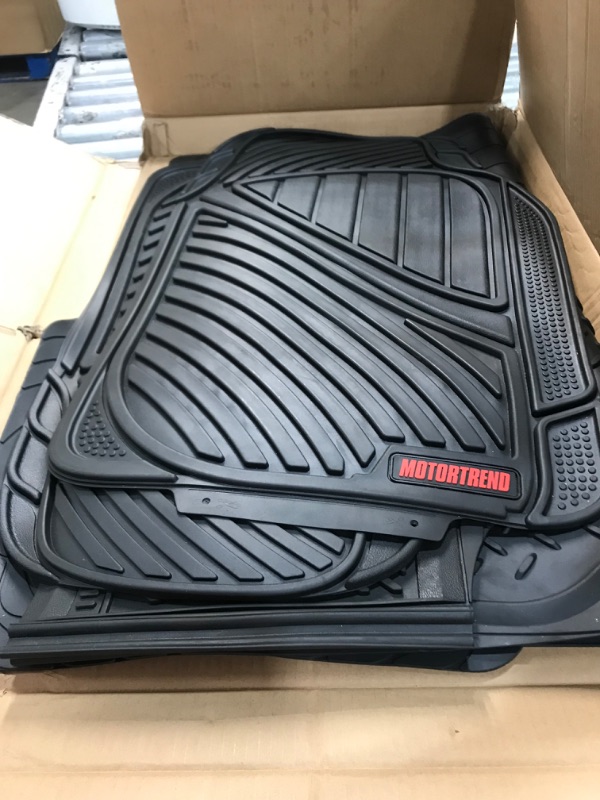 Photo 2 of Motor Trend FlexTough Performance All Weather Rubber Car Floor Mats with Cargo Liner - Full Set Front & Rear Floor Mats for Cars Truck SUV, Automotive Floor Mats (Black)