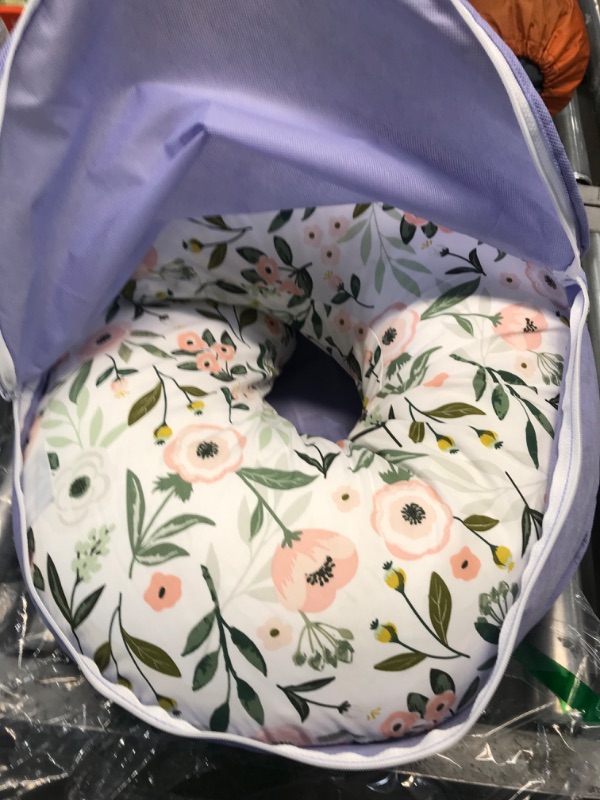 Photo 2 of Boppy Nursing Pillow and Positioner—Original | Pink Garden Flowers | Breastfeeding, Bottle Feeding, Baby Support | with Removable Cotton Blend Cover | Awake-Time Support , 20x16x5.5 Inch (Pack of 1)