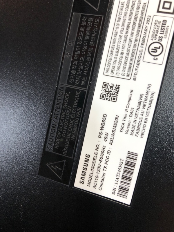 Photo 1 of SAMSUNG HW-B550/ZA 2.1ch Soundbar w/Dolby Audio, DTS Virtual:X, Bass Boosted, Subwoofer Included, Adaptive Sound Lite, Bluetooth Multi Device Connection, Wireless Surround Sound Compatible, 2022 HW-B550 Soundbar