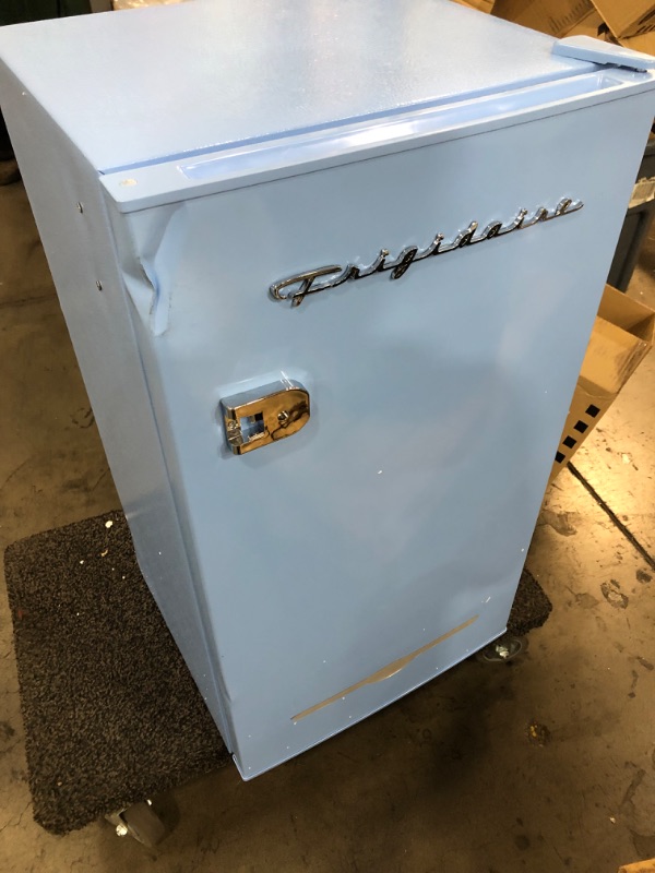 Photo 4 of Frigidaire EFR376-BLUE 3.2 Cu Ft Blue Retro Bar Fridge with Side Bottle Opener
