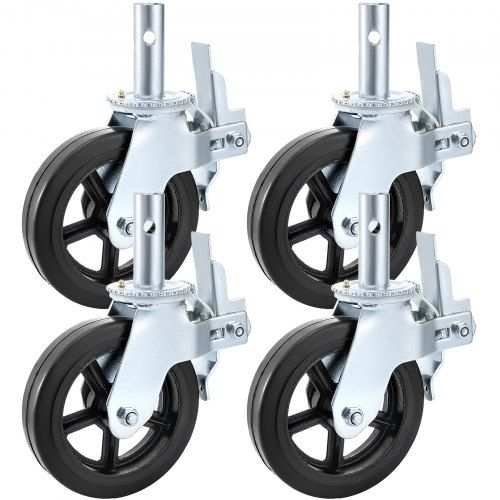 Photo 1 of 4 Pack 8" x 2" Heavy Duty Scaffolding Rubber Swivel Caster With Dual Locking 1100LBS Capacity Per Wheel
