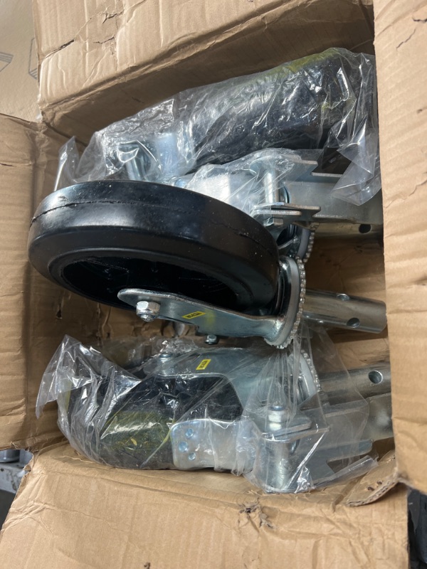 Photo 2 of 4 Pack 8" x 2" Heavy Duty Scaffolding Rubber Swivel Caster With Dual Locking 1100LBS Capacity Per Wheel
