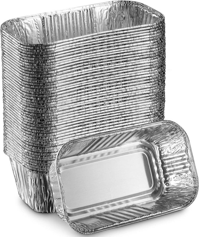 Photo 1 of Aluminum Mini Disposable Loaf Pans | Deep Half Size 6 x 3.5” Extra Thick Foil Bread Containers for Baking, Food Storage & Takeout | Eco-Friendly & Recyclable | Bulk 100-Pack of 1 Pound Trays
