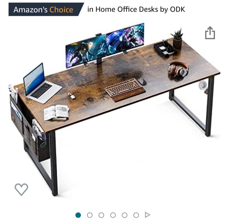 Photo 1 of ODK 63 inch Super Large Computer Writing Desk Gaming Sturdy Home Office Desk, Work Desk with A Storage Bag and Headphone Hook, Vintage