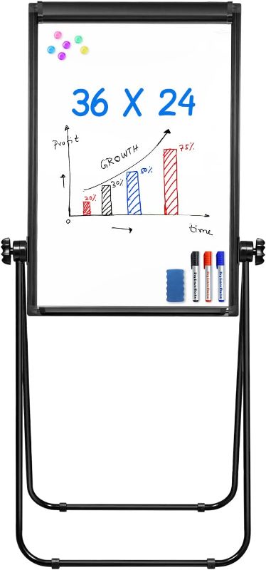 Photo 1 of Stand White Board - 36x24 Magnetic Dry Erase Board Flipchart Easel Whiteboard, 3' x 2' Double Sided Easel Board Portable Whiteboard
