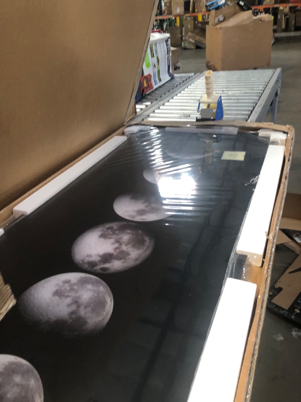 Photo 4 of 24 in. x 63 in. "Moon" Frameless Free Floating Tempered Glass Panel Graphic Art
