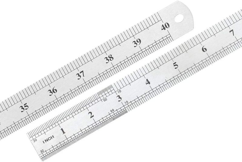 Photo 1 of **MINOR DAMAGE** Straight Ruler 1m 40 Inch Metric/Imperial Egde Scale Stainless Steel Ruler 100cm Measuring Tool 1mm Precision
