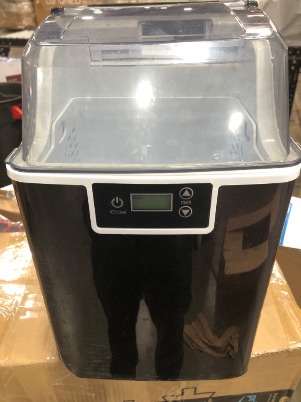 Photo 2 of **MISSING PARTS** Electactic Nugget Ice Maker, Countertop Ice Maker, Portable Ice Machine with Self-Cleaning, Timer, Low Noise, Large Volume Basket with Ice Scoop for Home/Office/Bar, 44Lbs/24H, Black/Transparent Lid
