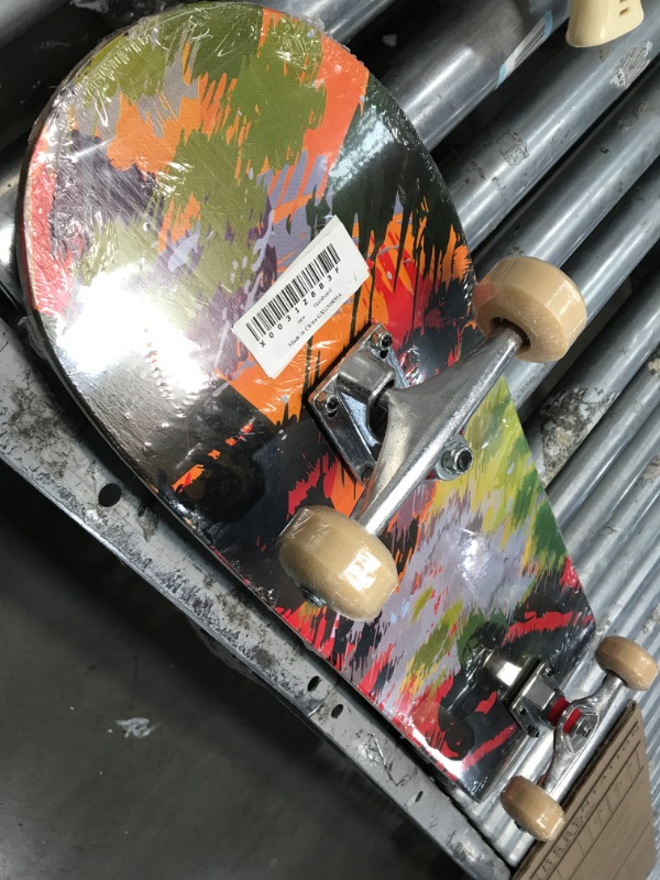 Photo 2 of **DAMAGED* Gonex Standard Skateboard for Kids Teens Adults Beginners, 31 x 8 Inch Double Kick Concave Complete Skate Board for Boys Girls with 9 Layer Maple Deck Watercolor