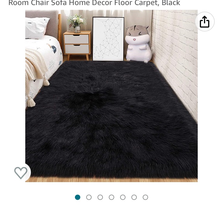 Photo 1 of Andecor Soft Fluffy Faux Fur Bedroom Rugs 4 x 6 Feet Indoor Wool Sheepskin Area Rug for Girls Baby Living Room Chair Sofa Home Decor Floor Carpet, Black