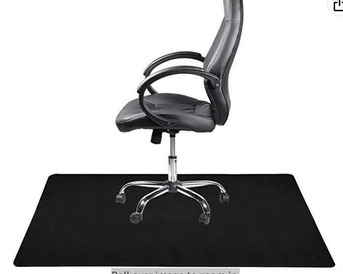 Photo 1 of Resilia Workstation Desk Chair Mats for Carpet with Grippers - Home & Office Floor Protector, Easy to Clean, Stain-Resistant Vinyl Black, 46 Inches x 72 Inches, Made in The USA
