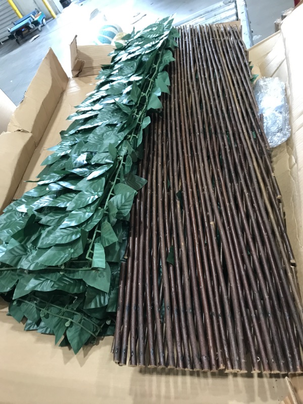 Photo 2 of **MISSING PARTS** Garden Land Expandable Fence Privacy Screen for Balcony Patio Outdoor,Decorative Faux Ivy Fencing Panel,Artificial Hedges (2PC,Single Sided Leaves)…
