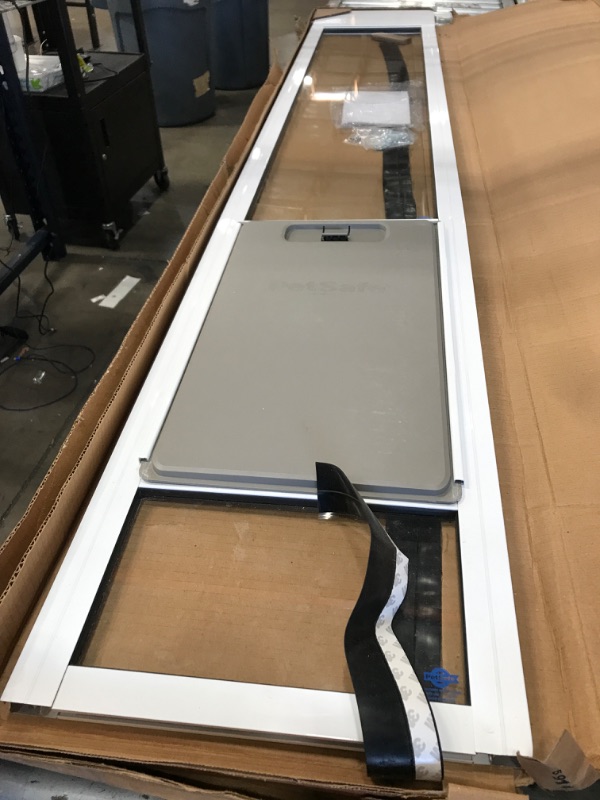 Photo 2 of **MINOR DAMAGE** PetSafe 1-Piece Sliding Glass Pet Door for Dogs & Cats - Adjustable Height 75 7/8" to 80 11/16"- Large-Tall, Satin, No-Cut Install, Aluminum Patio Panel Insert, Great for Renters or Seasonal Install 80 11/16" (adjustable height from 75 7/