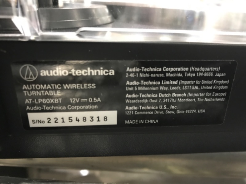 Photo 3 of **DAMAGED* MISSING PARTS* Audio-Technica AT-LP60XBT-USB-BK Wireless Direct-Drive Turntable, Black
