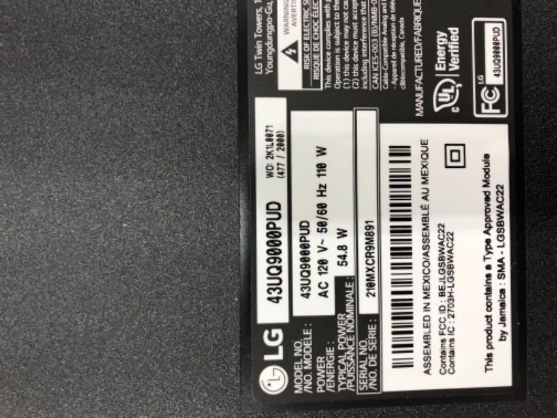 Photo 2 of LG 43-Inch Class UQ9000 Series Alexa Built-in 4K Smart TV (3840 x 2160),Bluetooth, Wi-Fi, USB, Ethernet, HDMI 60Hz Refresh Rate, AI-Powered 4K, Cloud Gaming (43UQ9000PUD, 2022)
