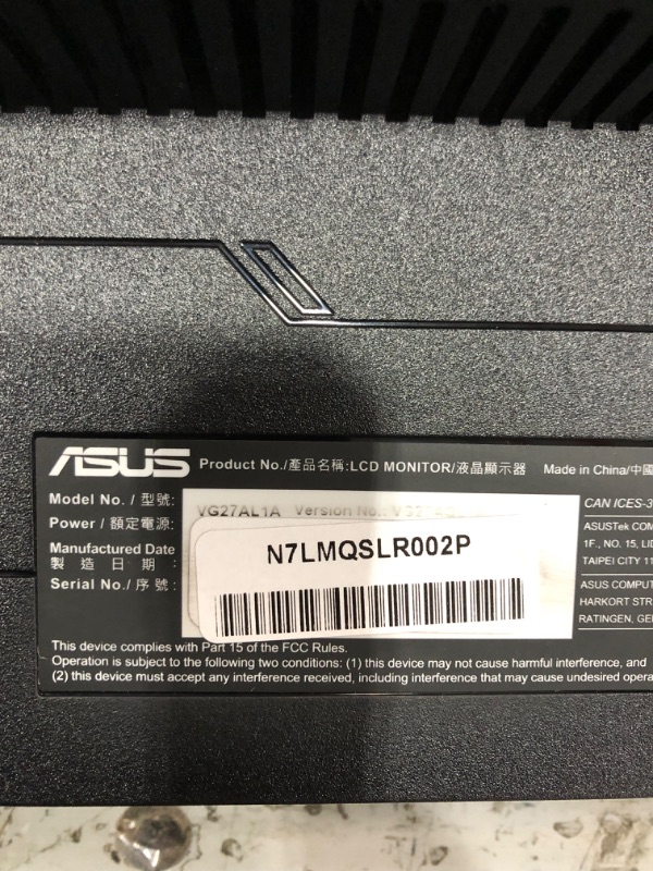 Photo 5 of ASUS TUF Gaming 27" 2K Monitor (VG27AQL1A) - QHD (2560 x 1440), IPS, 170Hz (Supports 144Hz), 1ms, Extreme Low Motion Blur, DisplayHDR, Speaker, G-SYNC Compatible, VESA Mountable, DisplayPort, HDMI 27" IPS QHD 1ms 170Hz G-SYNC Height Adjust Monitor