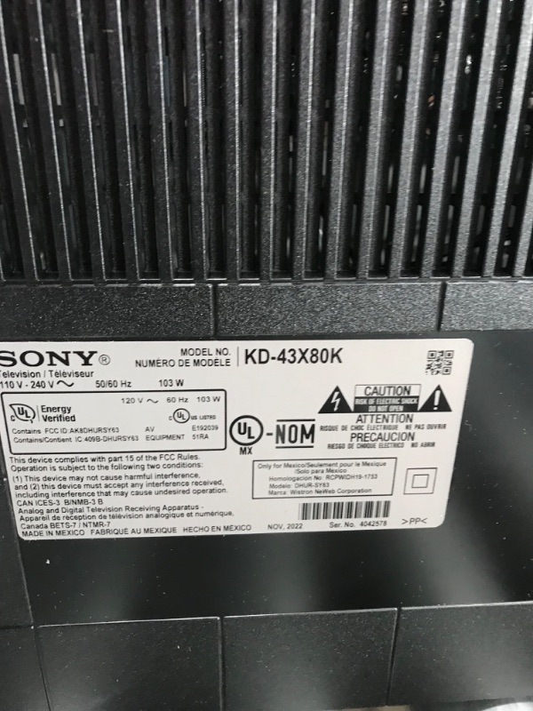 Photo 4 of Sony 43 Inch 4K Ultra HD TV X80K Series: LED Smart Google TV with Dolby Vision HDR KD43X80K- 2022 Model 43 TV Only