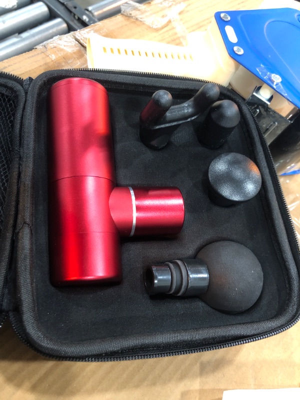 Photo 2 of MINI MASSAGE GUN DEEP TISSUE PERCUSSION MUSCLE MASSAGER WITH 4 SPEEDS USB CABLE 4 HEADS ALUMINUM BODY NEW WITH CASE MINI MASSAGE GUN DEEP TISSUE PERCUSSION MUSCLE MASSAGER WITH 4 SPEEDS USB CABLE 4 HEADS ALUMINUM BODY NEW WITH CASE 