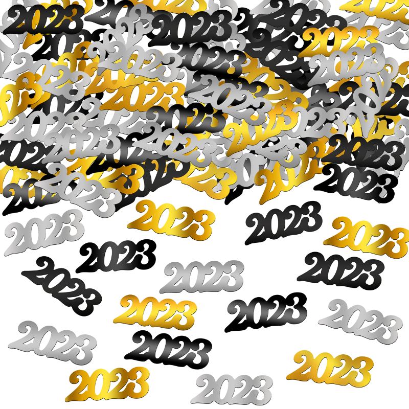 Photo 1 of 6PCKS OF BLACK, GOLD SILVER NEW YEARS CONFETTI 2022 - 1.8 OUNCE | 2022 CONFETTI FOR NEW YEARS EVE PARTY SUPPLIES 2022 | NEW YEARS DECORATIONS FOR TABLE | HAPPY NEW YEAR DECORATIONS 2023 | NYE DECORATIONS 2022
